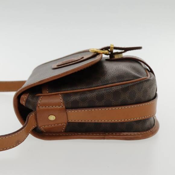 CELINE Macadam Canvas Shoulder Bag Pvc Leather Brown Gold - Picture 3 of 16